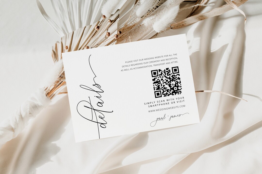 SIERRA | Details QR Code Insert Card, Wedding Details Card QR Code ...