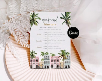 Charleston Bachelorette Itinerary Template, Rainbow Row Bachelorette Weekend Itinerary, Editable Weekend Bachelorette Itinerary Digital, DIY