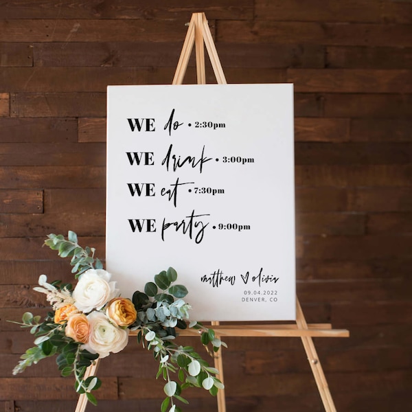 We Do Wedding Sign, Minimalist Wedding Sign Template, We Do We Drink We Eat Sign, Editable Simple Wedding Signage, Wedding Party Decorations