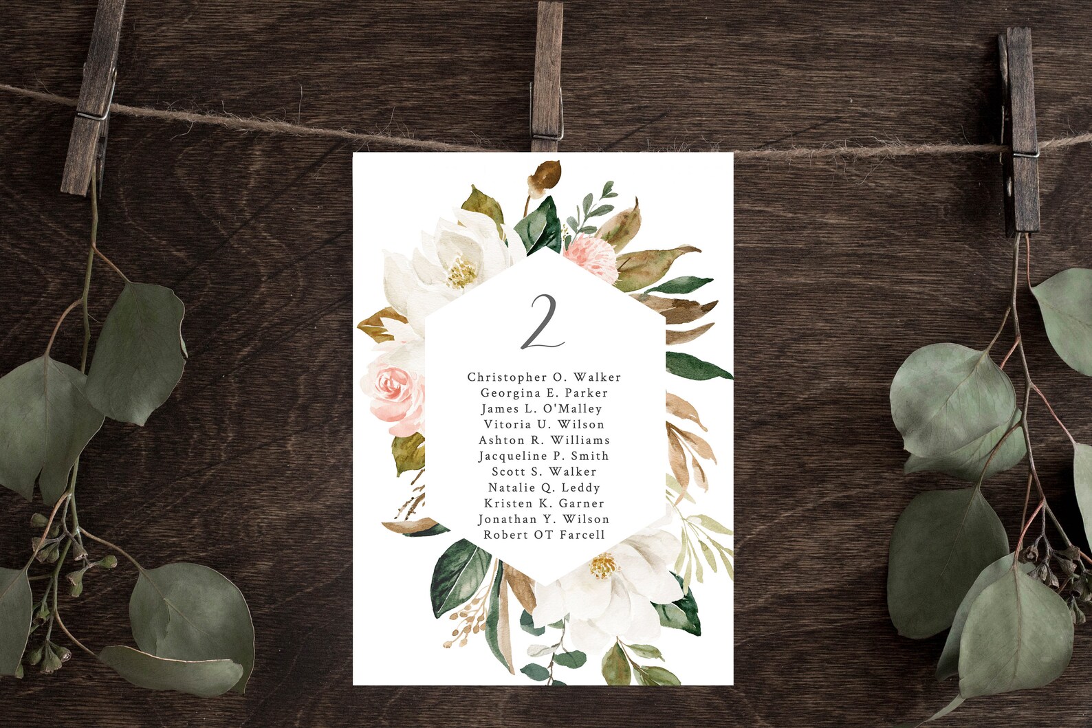 Magnolia Seating Chart Template Printable Table Seating Plan Etsy