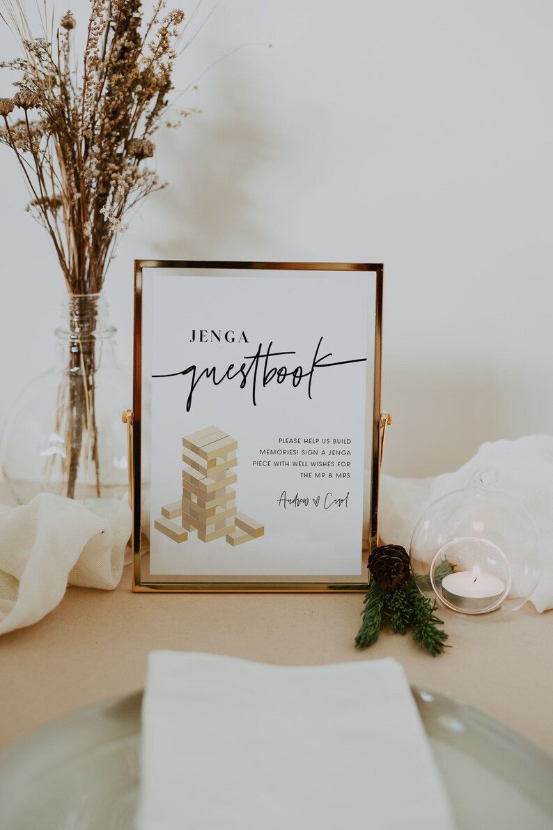 Ellia Jenga Guestbook Sign Jenga Guest Book Sign Modern Etsy