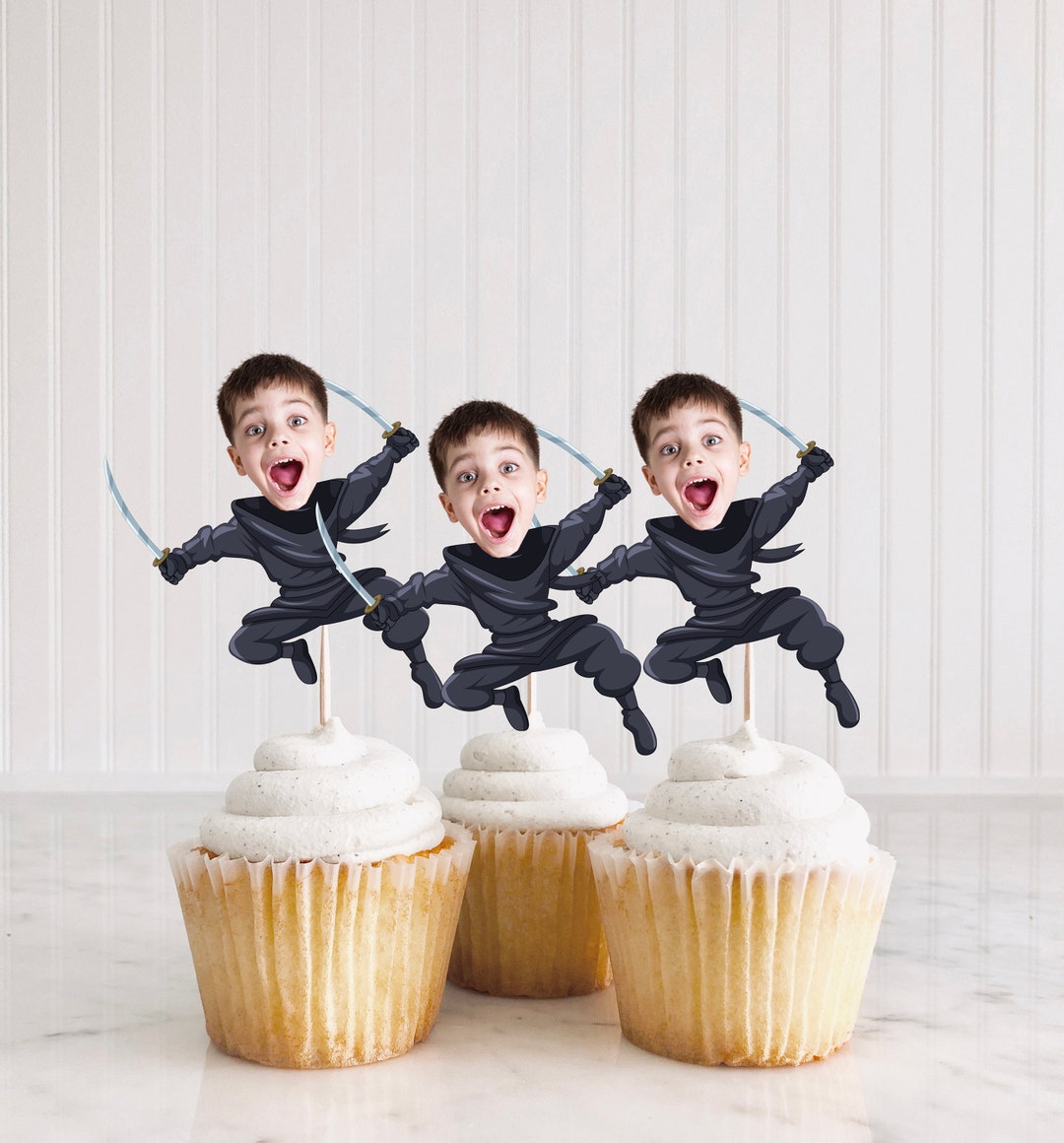 Ninja Cupcake Toppers Printable, Ninja Birthday Decorations, Ninja Cake ...