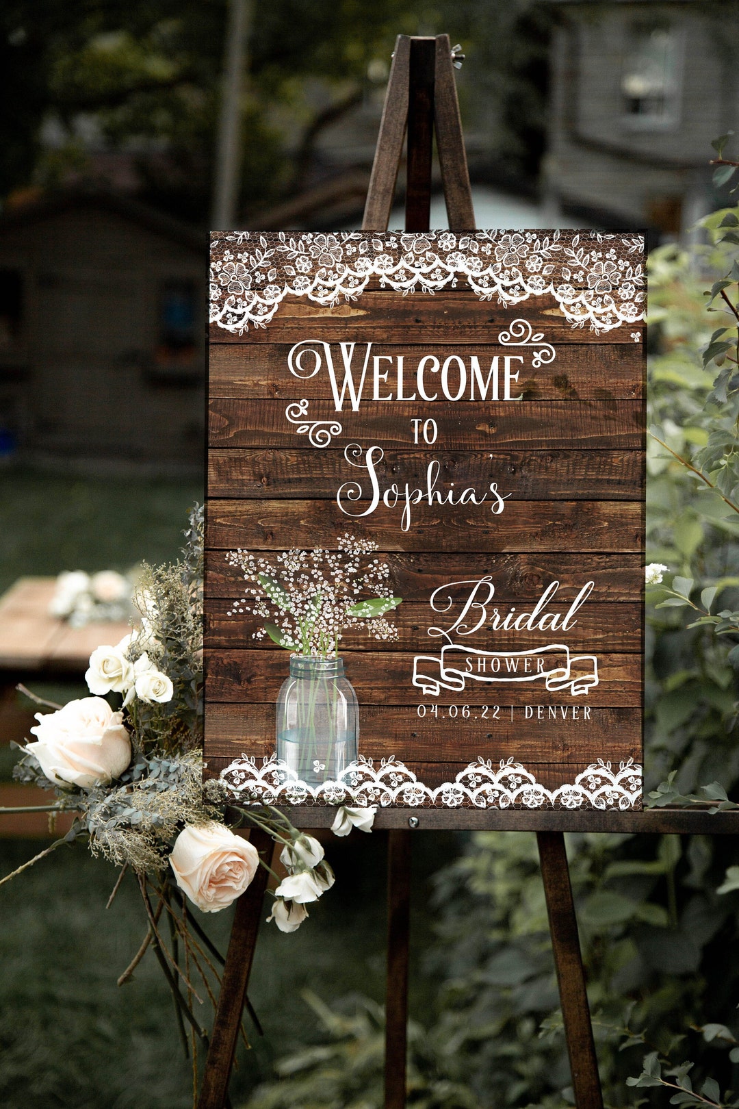 Bridal Shower Sign, Wedding Shower Sign, Sign Printable, Rustic Sign, Wood
