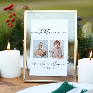 Foto Tischnummern Karte, moderne minimalistische Hochzeit Tischnummern, Bild Tischnummern, Hochzeit Foto Tischnummern bearbeitbar | MIA