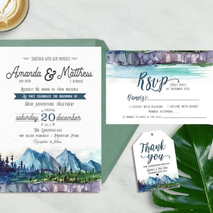 Mountain Wedding Invitations, Adventure Wedding, Mountain Wedding Invite, Woodsy Nature Wedding Invitation Printable, Mountain, Invitation