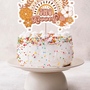 5-teiliges „Groovy One“ Kuchen-Deko-Set Im Retro-Hippie-Look – Mit Holz-Topper Für Kindergeburtstage