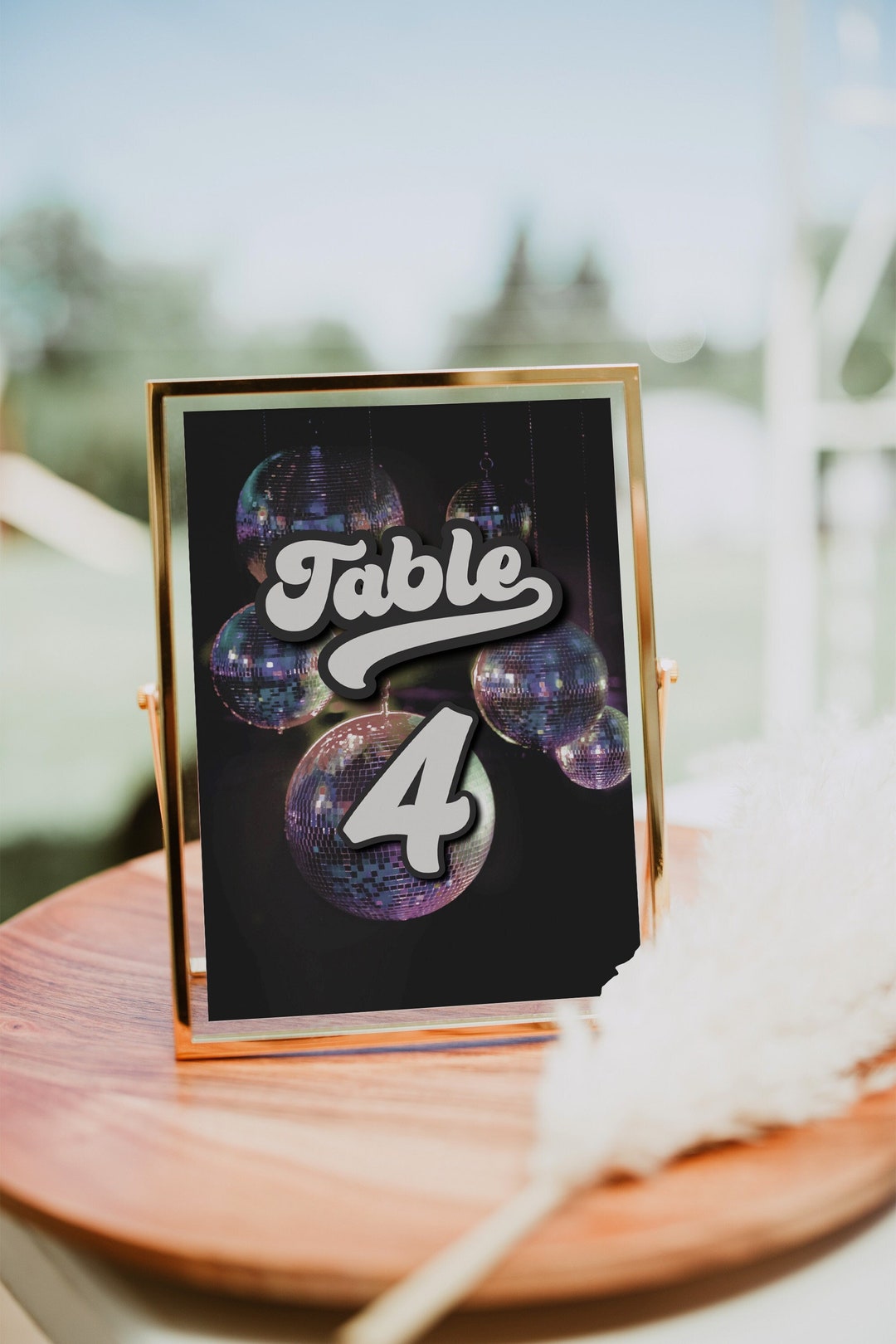 Groovy Retro Table Numbers Card Template, 70's Groovy Disco Ball Table