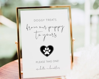 Doggie Treats Sign, Pet Party Favor Wedding Sign, Biscuit Bar Sign