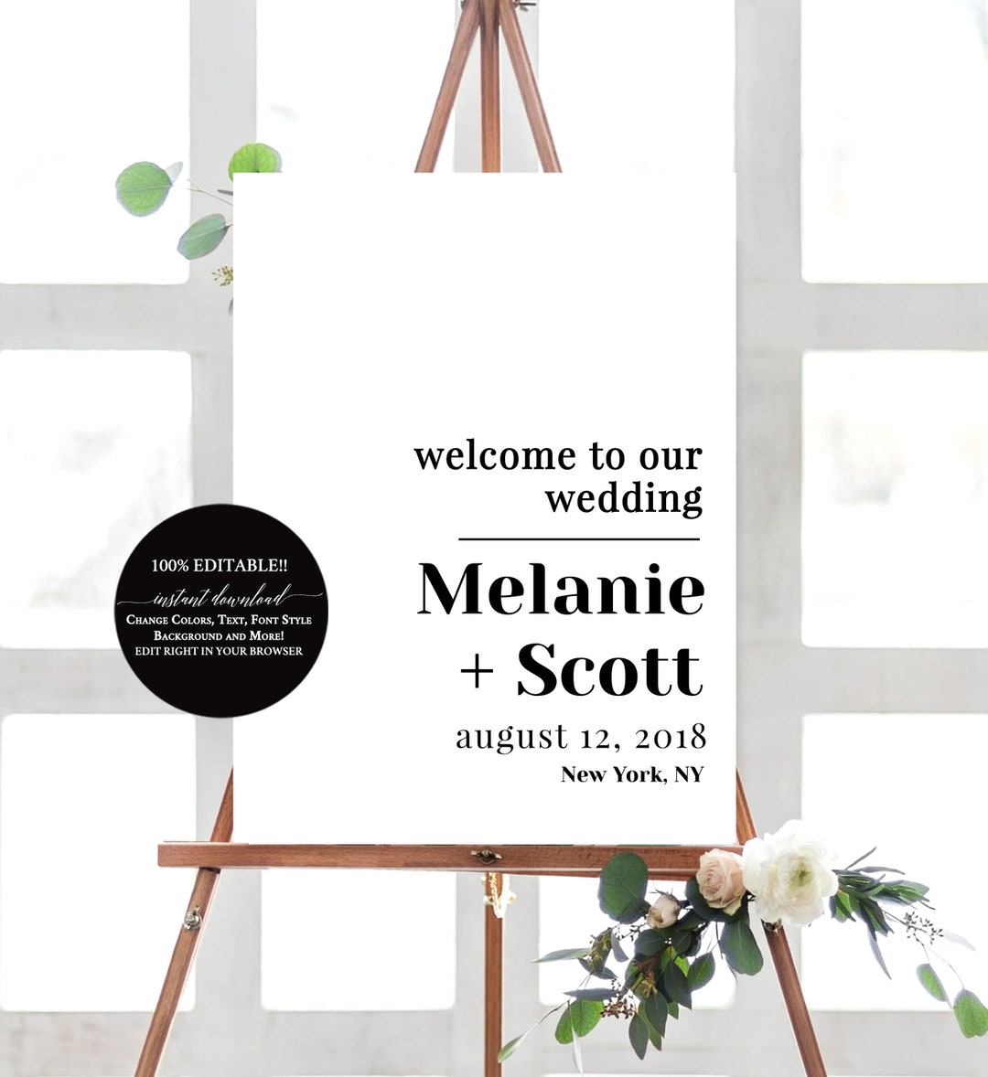 Welcome to Our Wedding Sign Printable Template, Modern Wedding Sign ...