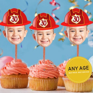 Firefighter cupcake toppers, Fireman Cupcake Toppers Printable, Firefighter, Fireman Birthday Decorations, Cake Decorations, Cake Toppers