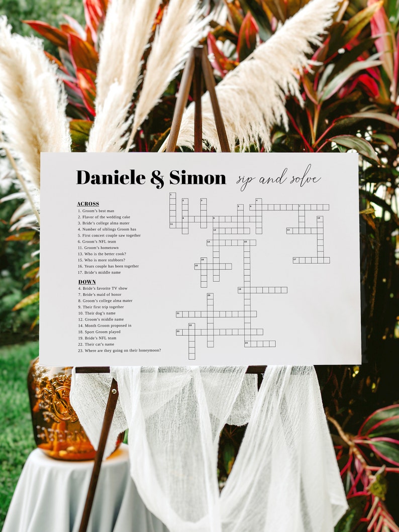 Modern Wedding Crossword Puzzle Game for Reception Wedding Etsy