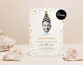 Birthday Invitations for men, 30th Birthday Invite Template, Canva Birthday, Photo Birthday Invite, ANY AGE, Cool Fun Invite Aesthetic
