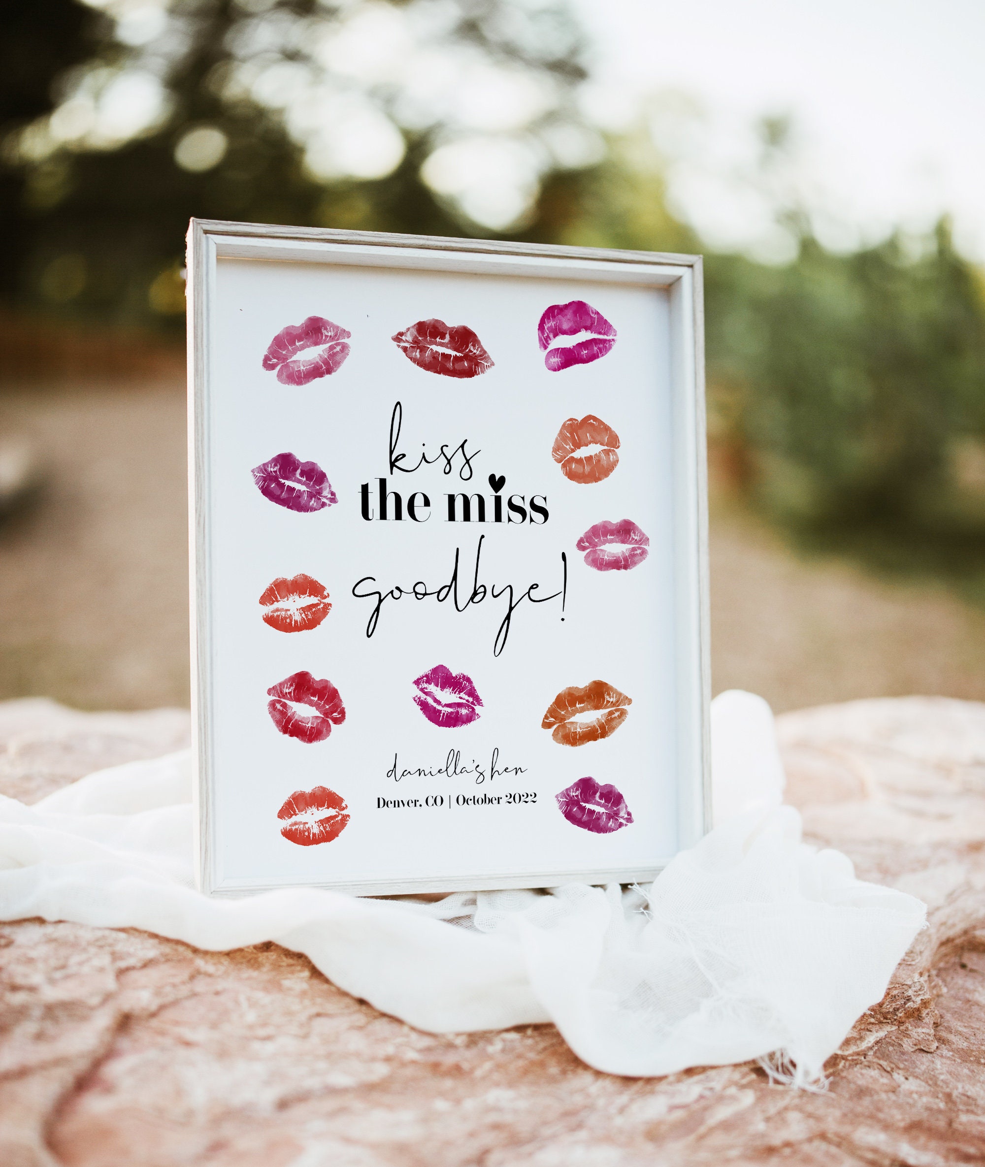 Kiss the Miss Goodbye Sign, Kiss the Miss Goodbye Printable ...