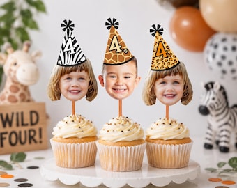 Zoo Birthday Cupcake Toppers, Party Animal Birthday, Zoo Party Animal Cake Topper, Wild One Cupcake Topper, Safari Birthday Party