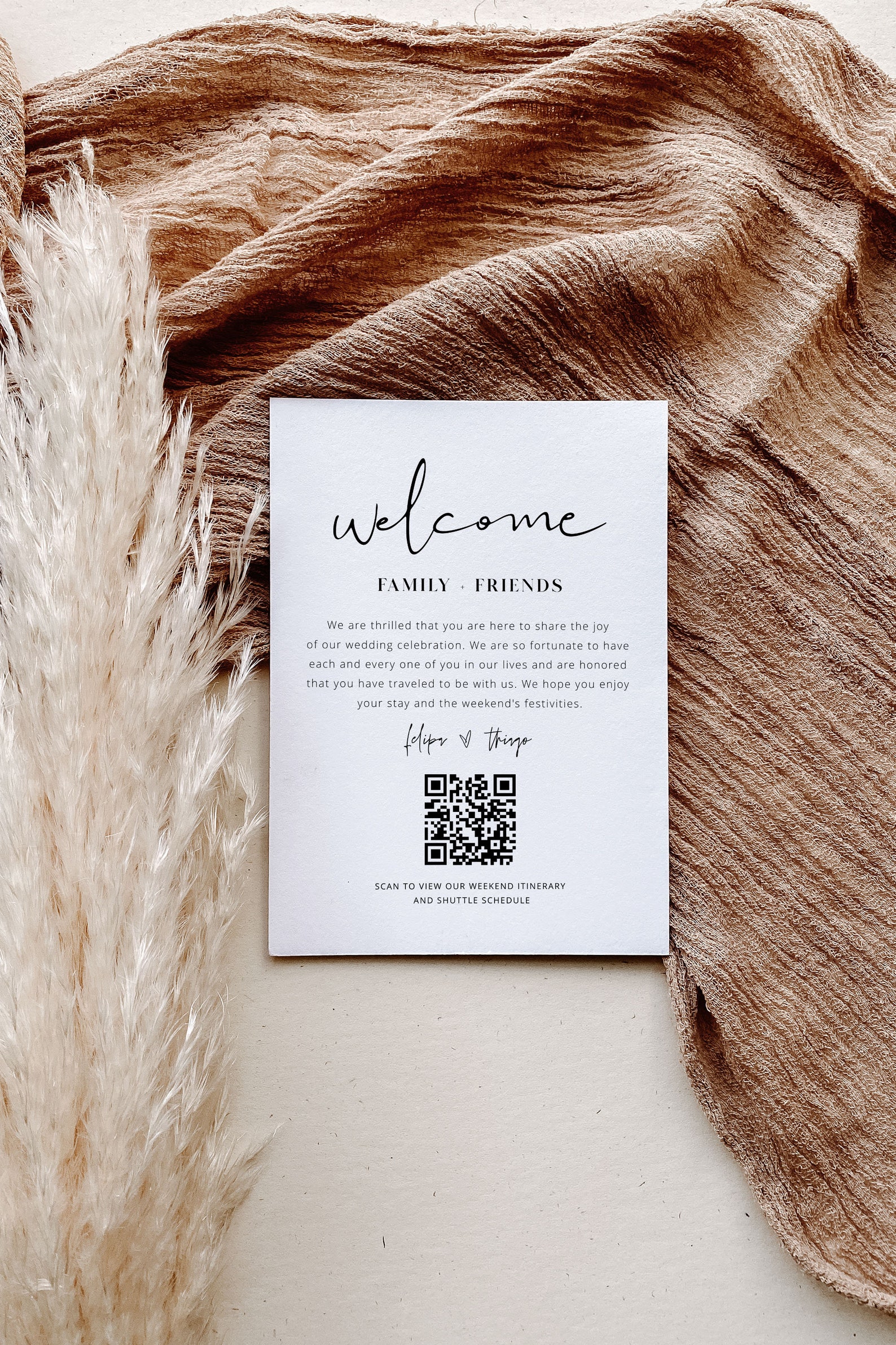 Welcome Scan Image Wedding Welcome Letter Template QR Code Itinerary, Wedding Welcome Bar ...
