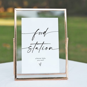 Minimalist Food Station Sign, Wedding Food Station Sign Template, Food Station Poster, Bridal Party Signs, Baby Shower Signs DIY