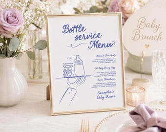 Editable Baby Shower Drink Station Sign, Printable Baby Brunch Mocktail Menu, Baby Shower Bar Menu Editable Canva Doodle