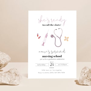 She&#39;s Ready To Call The Shots, Nurse Graduation Invitation, Nursing Graduation Invitation Template, Medical, Medical Graduation, Nurse 2025