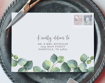 Envelope Address Template, Greenery Envelope Template, Wedding Return Address Printable, DIY Address Labels, Instant Download, A1, A7 Sizes
