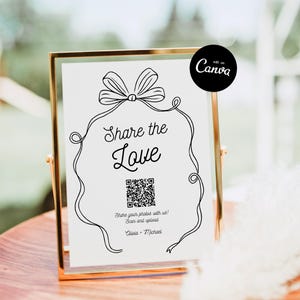 Handgeschreven trouwfoto QR-code delen, met de hand getekend leg de liefde vast, doodle deel de liefdeskaart bewerkbare, moderne sjabloon voor hashtag-teken