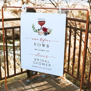 Vino Before Vows Welcome Sign, Napa Bridal Shower Welcome Sign, Wine Bridal Party Welcome Poster, Napa Bachelorette Welcome Sign Burgundy