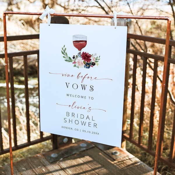 Vino Before Vows Welcome Sign, Napa Bridal Shower Welcome Sign, Wine Bridal Party Welcome Poster, Napa Bachelorette Welcome Sign Burgundy