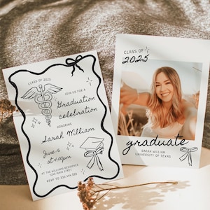 Nurse Graduation Invitation, RN Graduation Invitation, Nursing School Graduation, Nurse Graduation Party, Hand Drawn Graduation Invitation