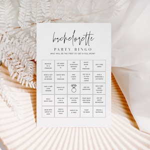 Ellia | Bachelorette Party Bingo Game, Minimal Bridal Bingo Game, Editable Bachelorette Bingo, Hens Night Bingo Game, Bar Bingo Game Digital