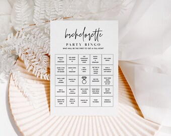 Ellia | Bachelorette Party Bingo Game, Minimal Bridal Bingo Game, Editable Bachelorette Bingo, Hens Night Bingo Game, Bar Bingo Game Digital