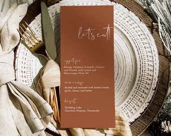 Terracotta Wedding Menu Template, Boho Chic Wedding Menu, Desert Wedding Menu, Editable Menu Template, Minimalist Wedding Menu, Burnt Orange