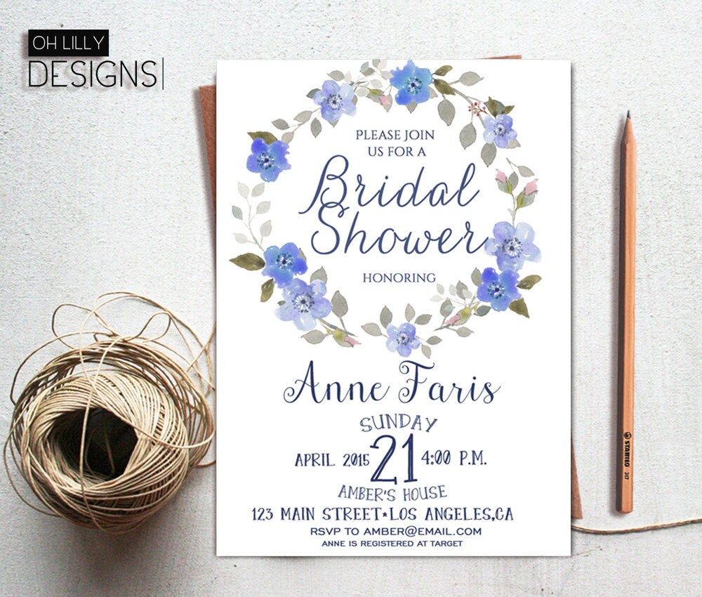 Bridal Shower Invitation Printable Floral Bridal Shower - Etsy