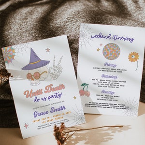 Halloween Bachelorette Invite, Bride or Die Bachelorette, Groovy Halloween Bachelorette, Skull Bachelorette Invitation, Day Of The Dead Bach