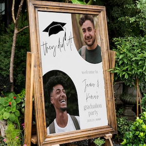 They Did It Graduation Welcome Sign, Modern Graduation Welcome Sign Editable Photo, Double Graduation Banner Welcome Sign, Class of 2025