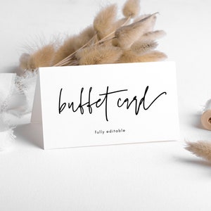 Minimalist Buffet Card Template, Food Labels Card, Wedding Buffet Cards, Modern Wedding Reception, Baby Shower, Wedding Buffet Cards