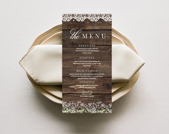 Rustieke bruids douche menu afdrukbare, Boho chique bruids douche menu sjabloon, bewerkbare Boho menu sjabloon, herfst menu DIY
