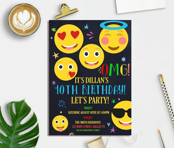 Emoji Anniversaire Invitation Invitation Fete Emoji Emoji Etsy