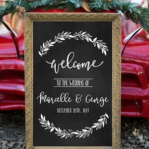 Wedding Welcome Sign Template Chalkboard, Chalkboard Wedding Poster, Rustic Wedding Reception Decor Sign, Editable Modern Welcome Sign Party