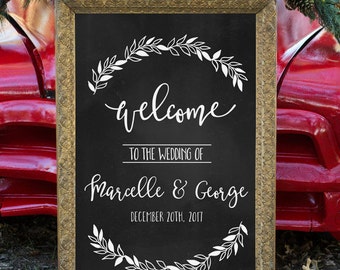 Wedding Welcome Sign Template Chalkboard, Chalkboard Wedding Poster, Rustic Wedding Reception Decor Sign, Editable Modern Welcome Sign Party