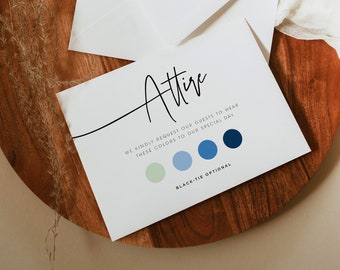 ELLIA | Modern Wedding Attire Info Card, Elegant Wedding Color Palette Insert, Guest Dress Code Insert Card, Wedding Mood Board for Guest