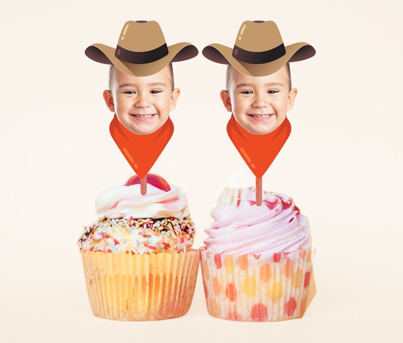Cowboy Cupcake Topper Cowboy Birthday Decorations Photo Etsy