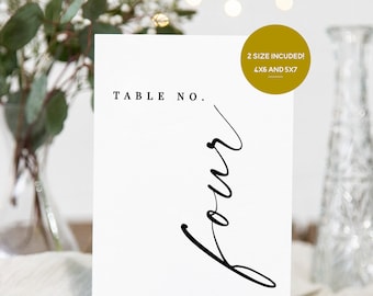 Helena | Wedding Table Number Template, Modern Minimalist Table Numbers Printable, Rustic Simple Clean Wedding Table Number, 4x6, 5x7