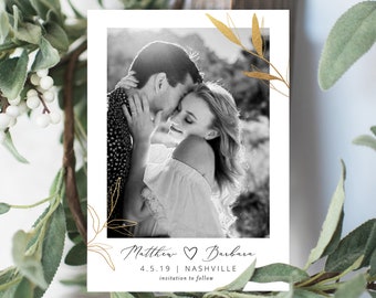 Save the Date Minimal Template, Editable Wedding Save the Date Electronic Evite, Minimalist Save our Date, Photo Save the Date Wedding DIY