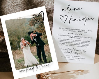 | RITA Annonce de fuite photo, annonce de mariage photo, nous nous sommes mariés, invitation de mariage privée, modèle de carte de fugue minimaliste