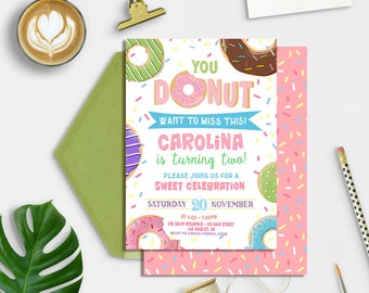 Donut Birthday Invitation,  Donut Invitations, Donut Party, Donut Invitation Printable, Donut Invitation, Donut Birthday Party, Doughnut