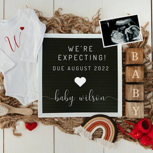 MILENA | Digital Pregnancy Announcement. Social Media Gender Neutral Baby Reveal. Pregnant Announcement Template. Instagram Facebook
