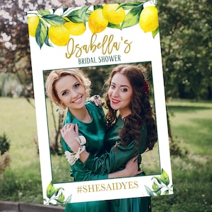 Lemon Bridal Shower Photo Booth Frame, Summer Bridal Shower Frame, Printable Photo Booth Frame, Lemon Selfie Frame Printable