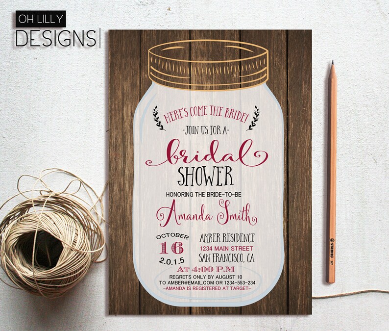 Mason Jar Bridal Shower Mason Jar Bridal Shower Invitation Etsy
