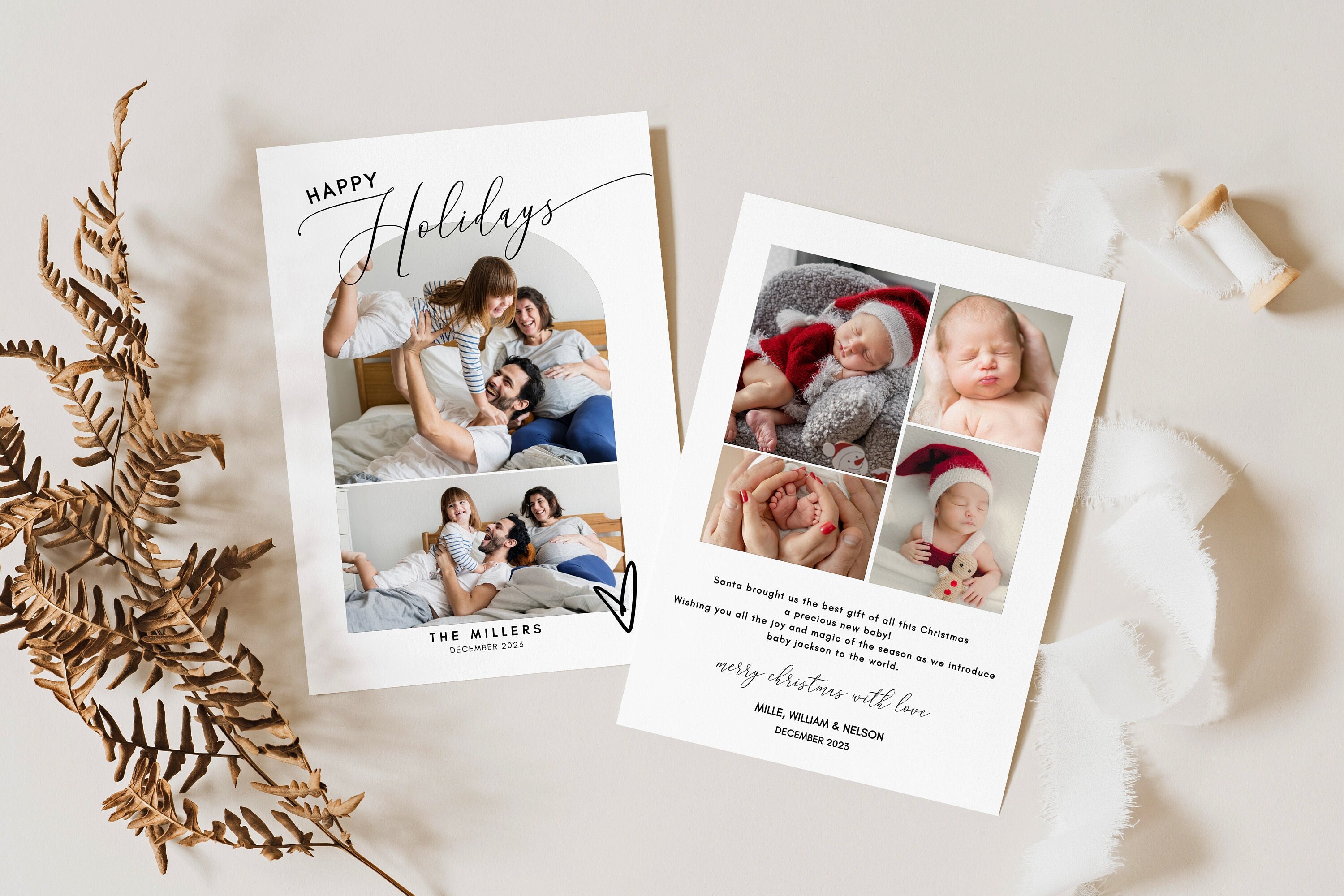Minimalist Holiday Photo Card, Arch Christmas Happy Holidays Photo, Merry Christmas, 2024 Christmas Cards, Family Card Holidays Digital DIY