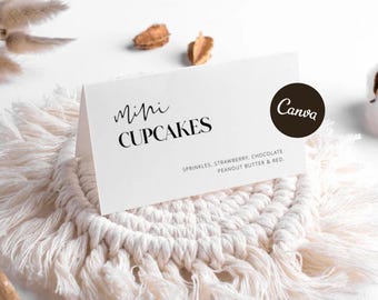 Buffet Card Template, Minimalist Buffet Card, Modern Wedding Buffets Cards, Elegant Food Labels Wedding, Reception Editable Template DIY