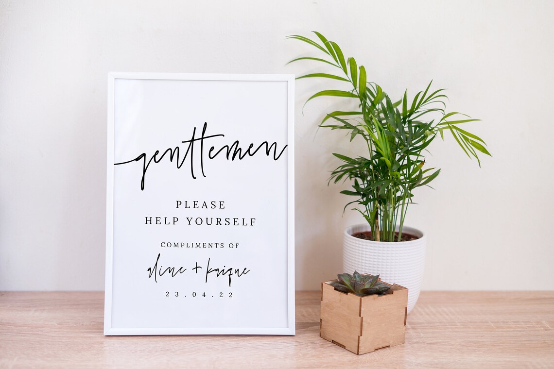 Wedding Bathroom Basket Sign Wedding Bathroom Sign Template Etsy